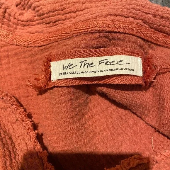 Free People Gauze Silver Lining Balloon Sleeve Shirt Top XS - Picture 6 of 10